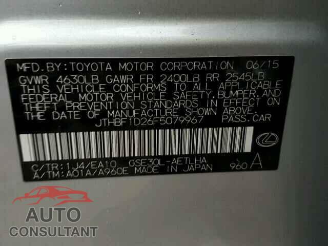 LEXUS IS250 2015 - JTHBF1D26F5079967