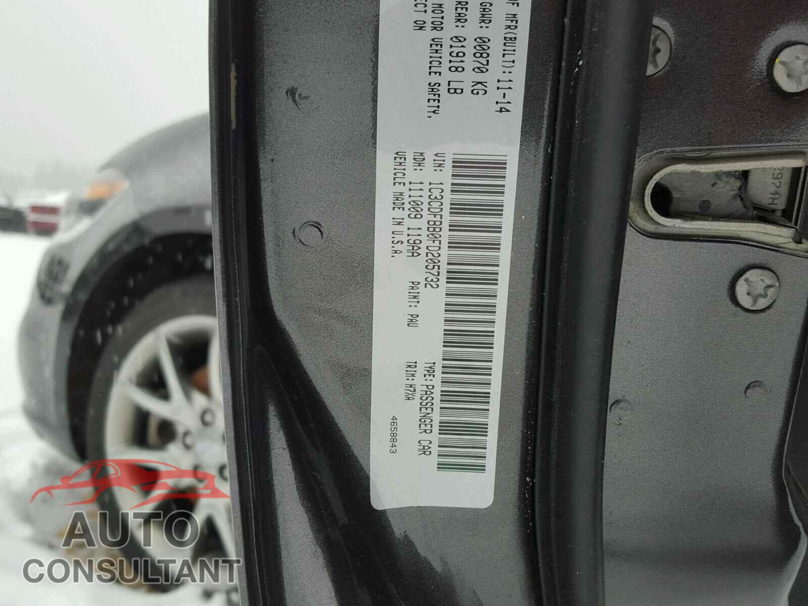 DODGE DART 2015 - 1C3CDFBB0FD205732