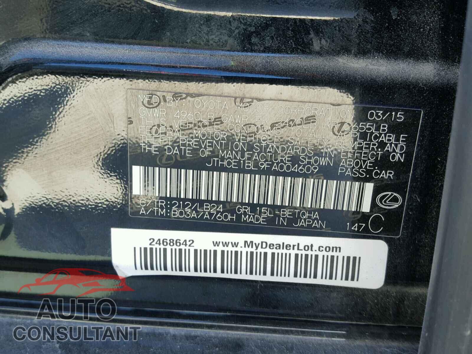 LEXUS GS350 2015 - JTHCE1BL9FA004609