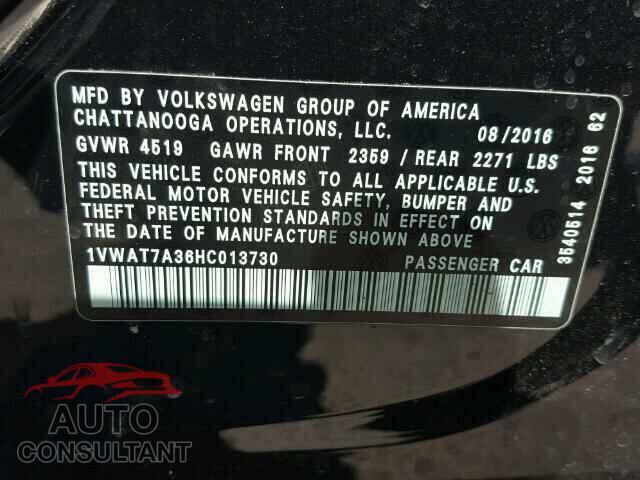 VOLKSWAGEN PASSAT 2017 - 1VWAT7A36HC013730