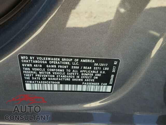 VOLKSWAGEN PASSAT 2017 - 1VWAT7A32HC079448