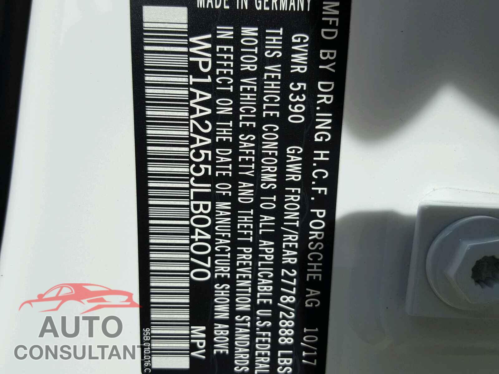 PORSCHE MACAN 2018 - WP1AA2A55JLB04070
