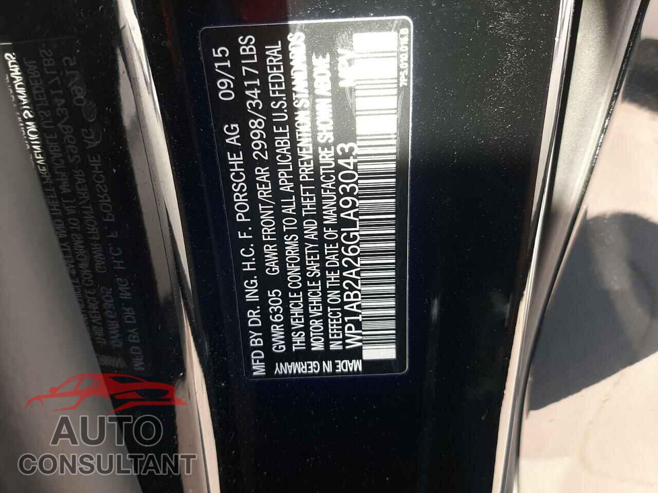 PORSCHE CAYENNE 2016 - WP1AB2A26GLA93043
