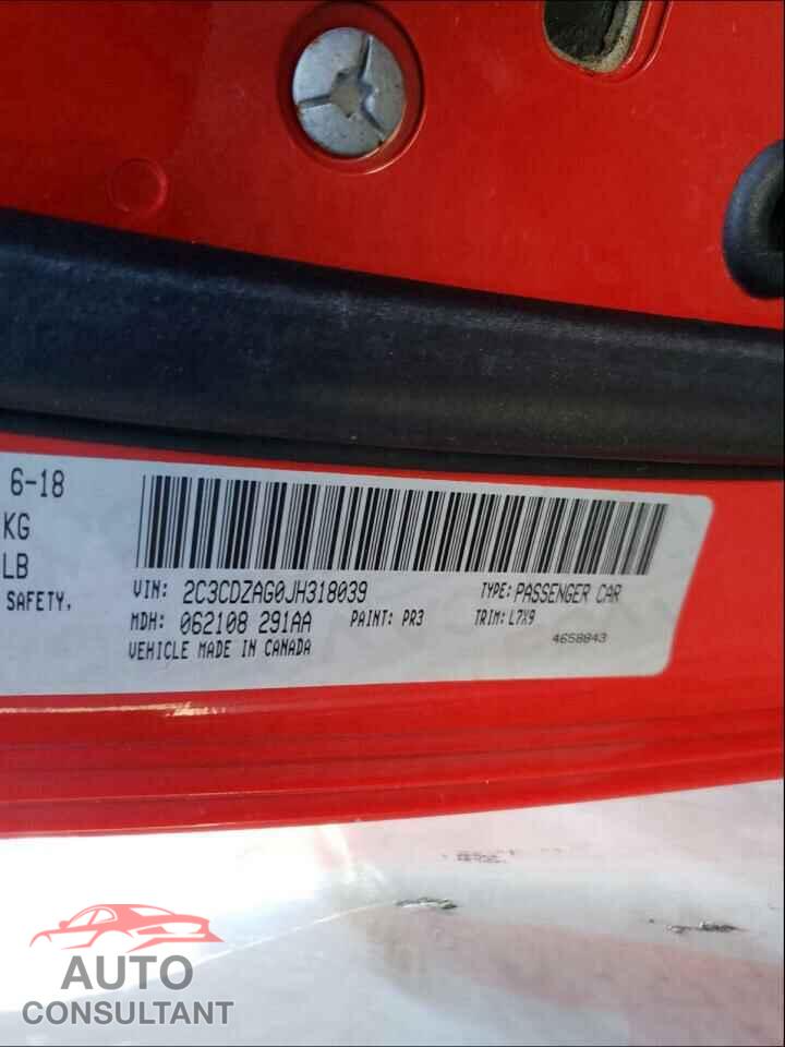 DODGE CHALLENGER 2018 - 2C3CDZAG0JH318039