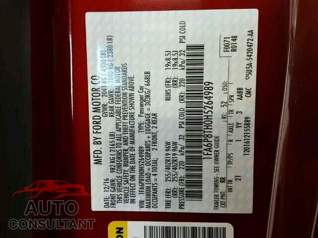 FORD MUSTANG 2017 - 1FA6P8TH0H5264989