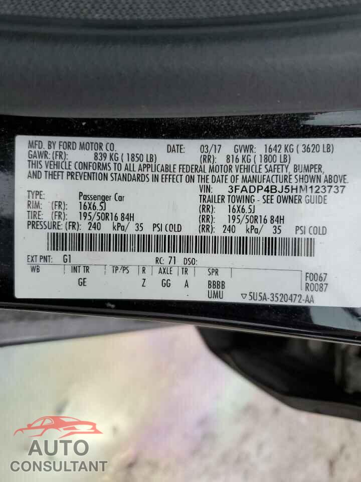 FORD FIESTA 2017 - 3FADP4BJ5HM123737