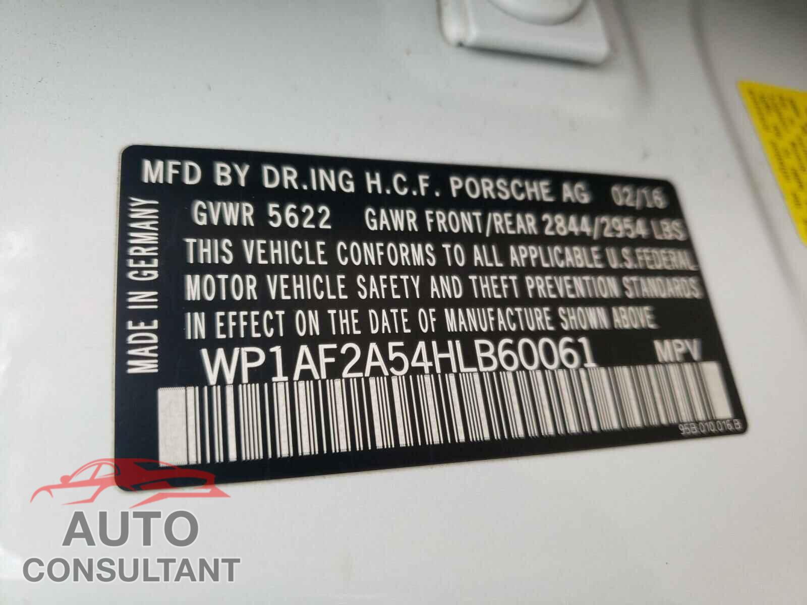 PORSCHE MACAN 2017 - WP1AF2A54HLB60061