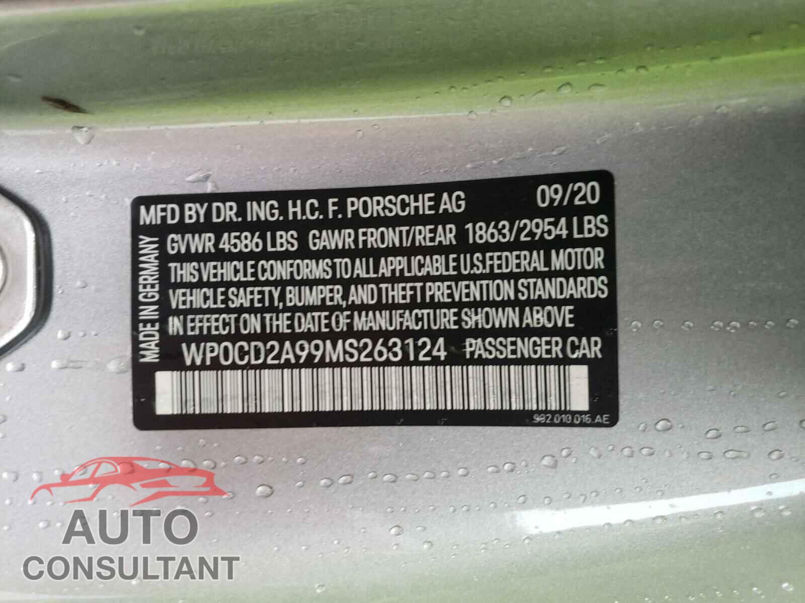 PORSCHE 911 2021 - WP0CD2A99MS263124