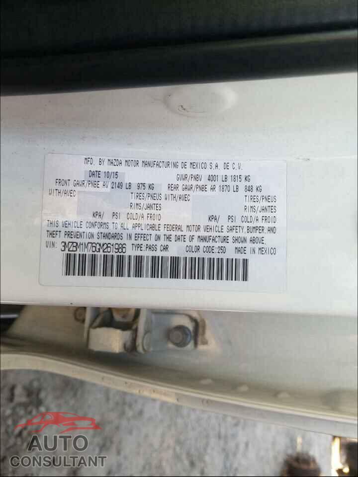 MAZDA 3 2016 - 3MZBM1M76GM261986
