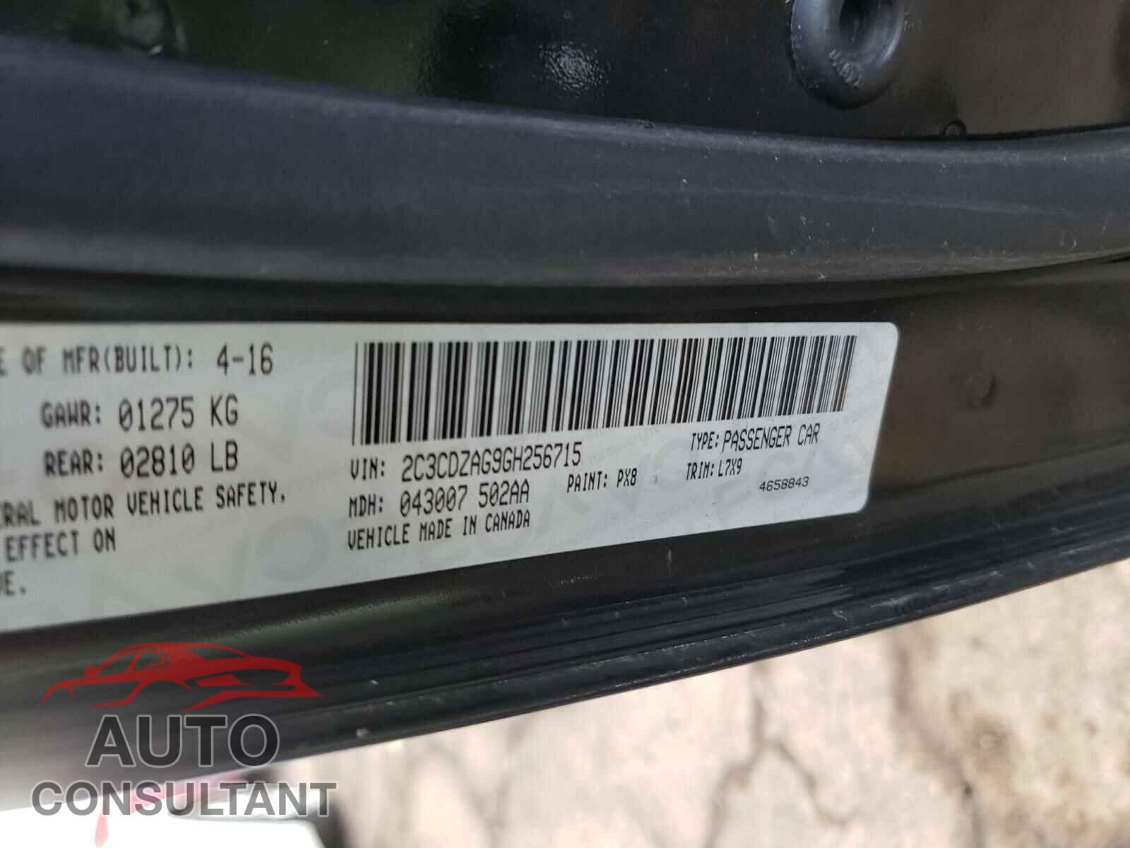 DODGE CHALLENGER 2016 - 2C3CDZAG9GH256715