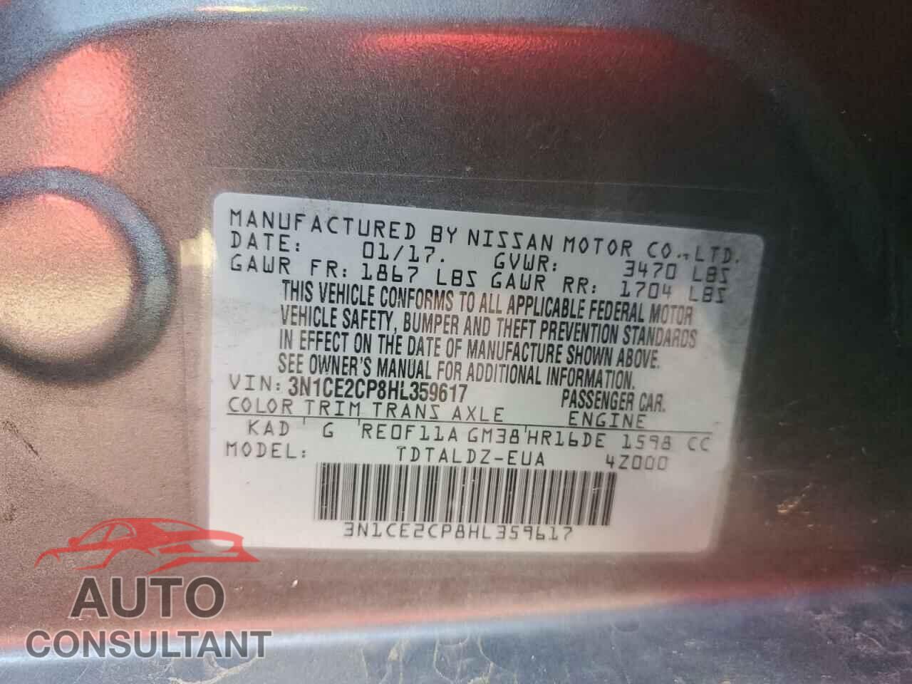 NISSAN VERSA 2017 - 3N1CE2CP8HL359617