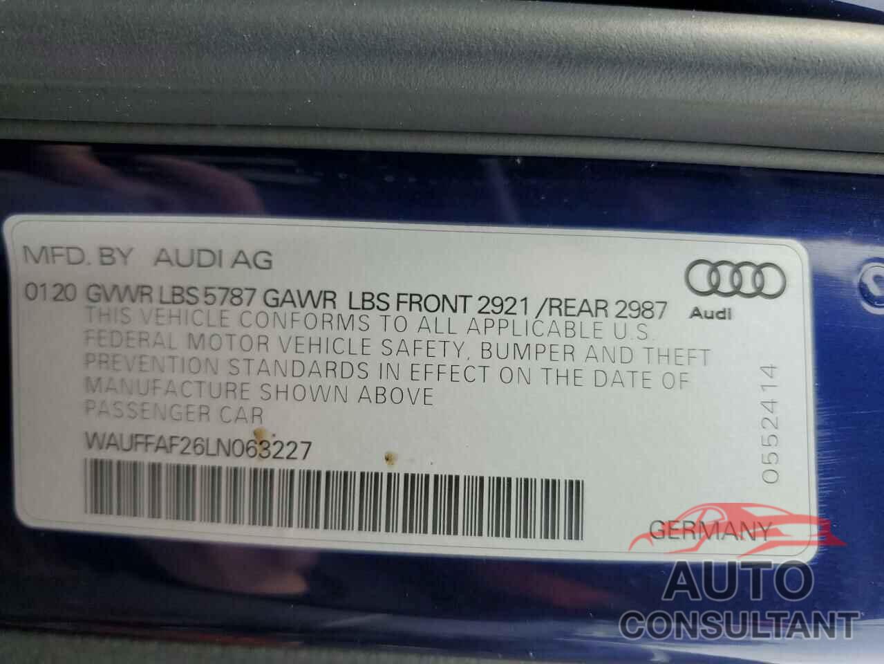 AUDI S6/RS6 2020 - WAUFFAF26LN063227