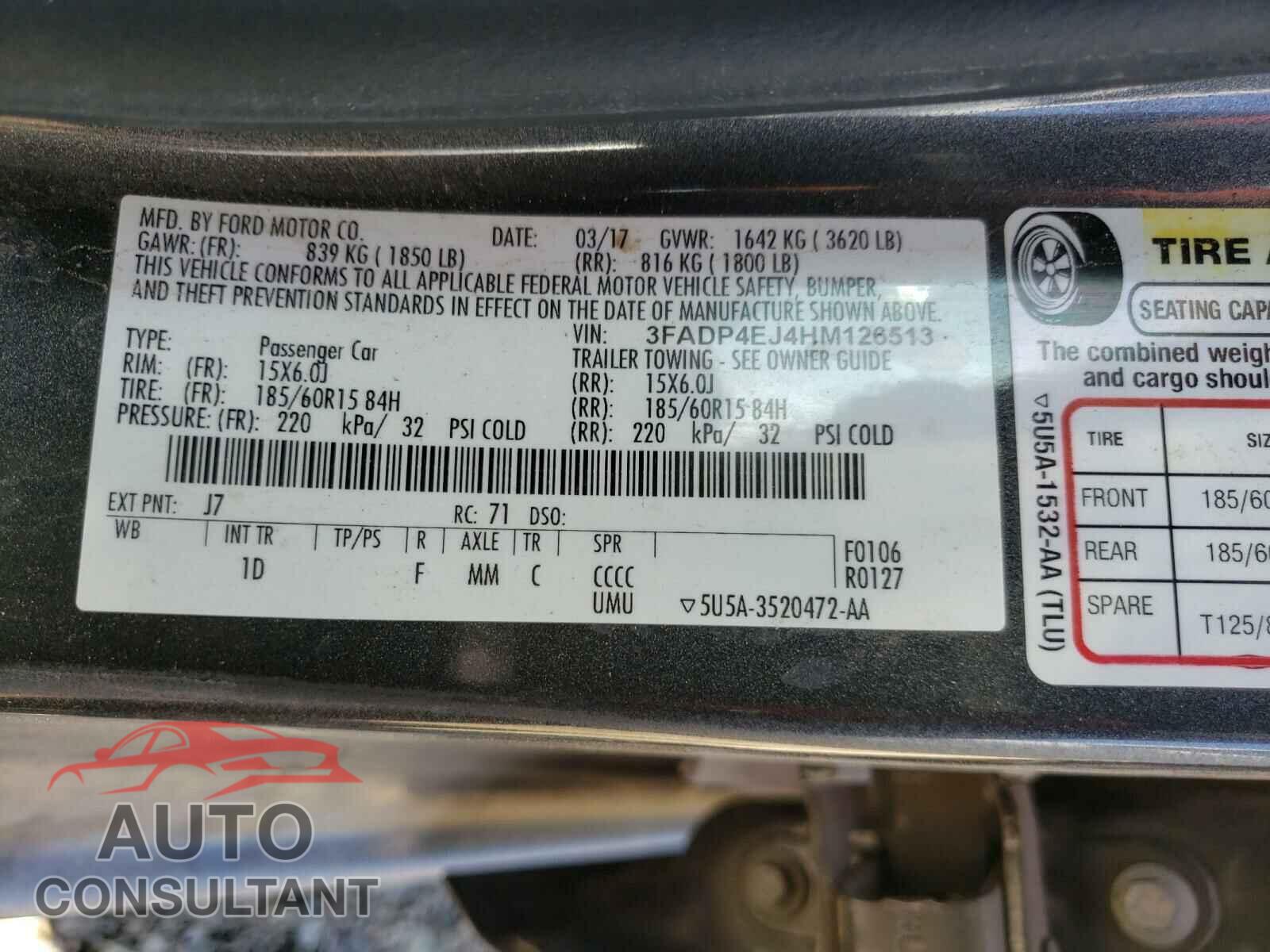 FORD FIESTA 2017 - 3FADP4EJ4HM126513