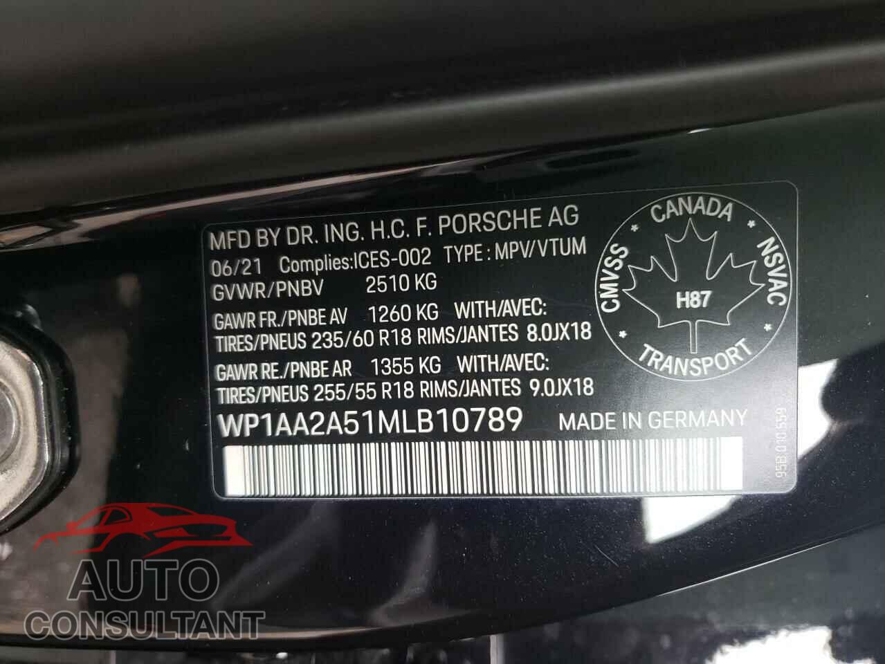 PORSCHE MACAN 2021 - WP1AA2A51MLB10789