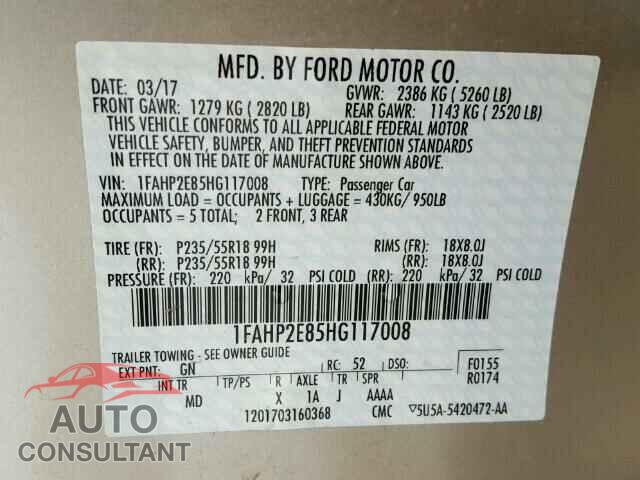FORD TAURUS 2017 - 1FAHP2E85HG117008