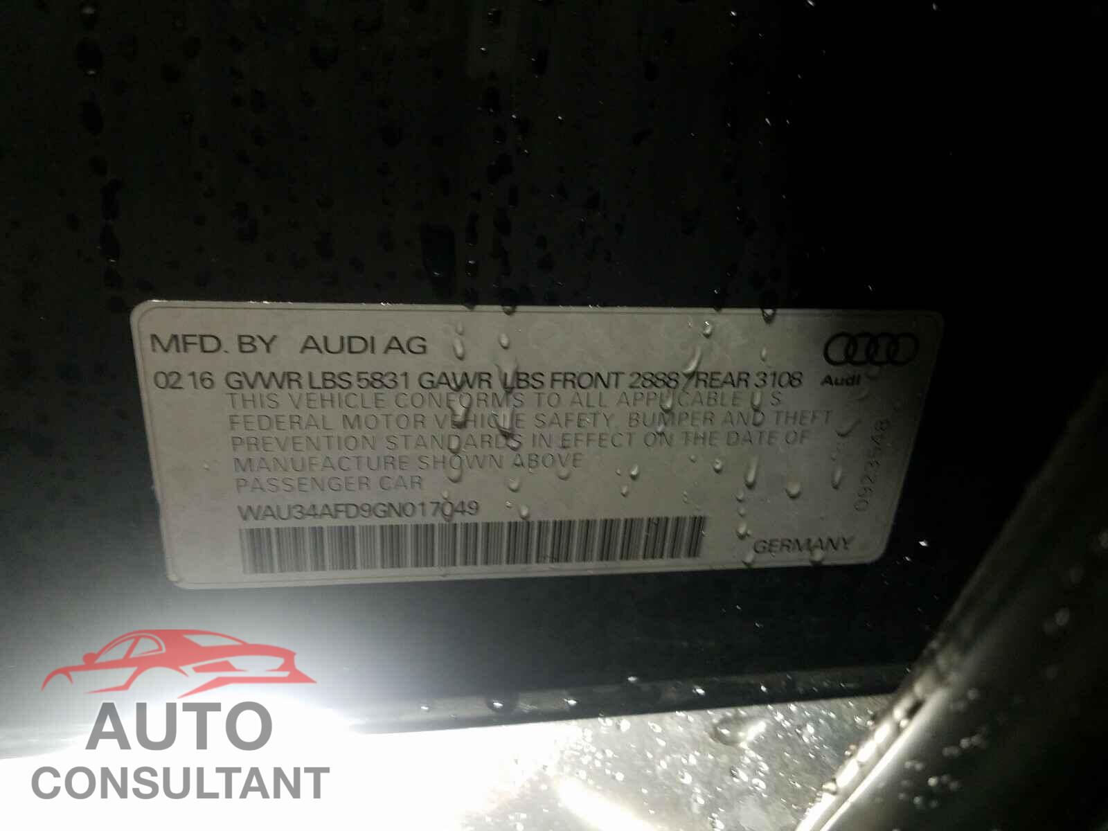 AUDI A8 2016 - WAU34AFD9GN017049