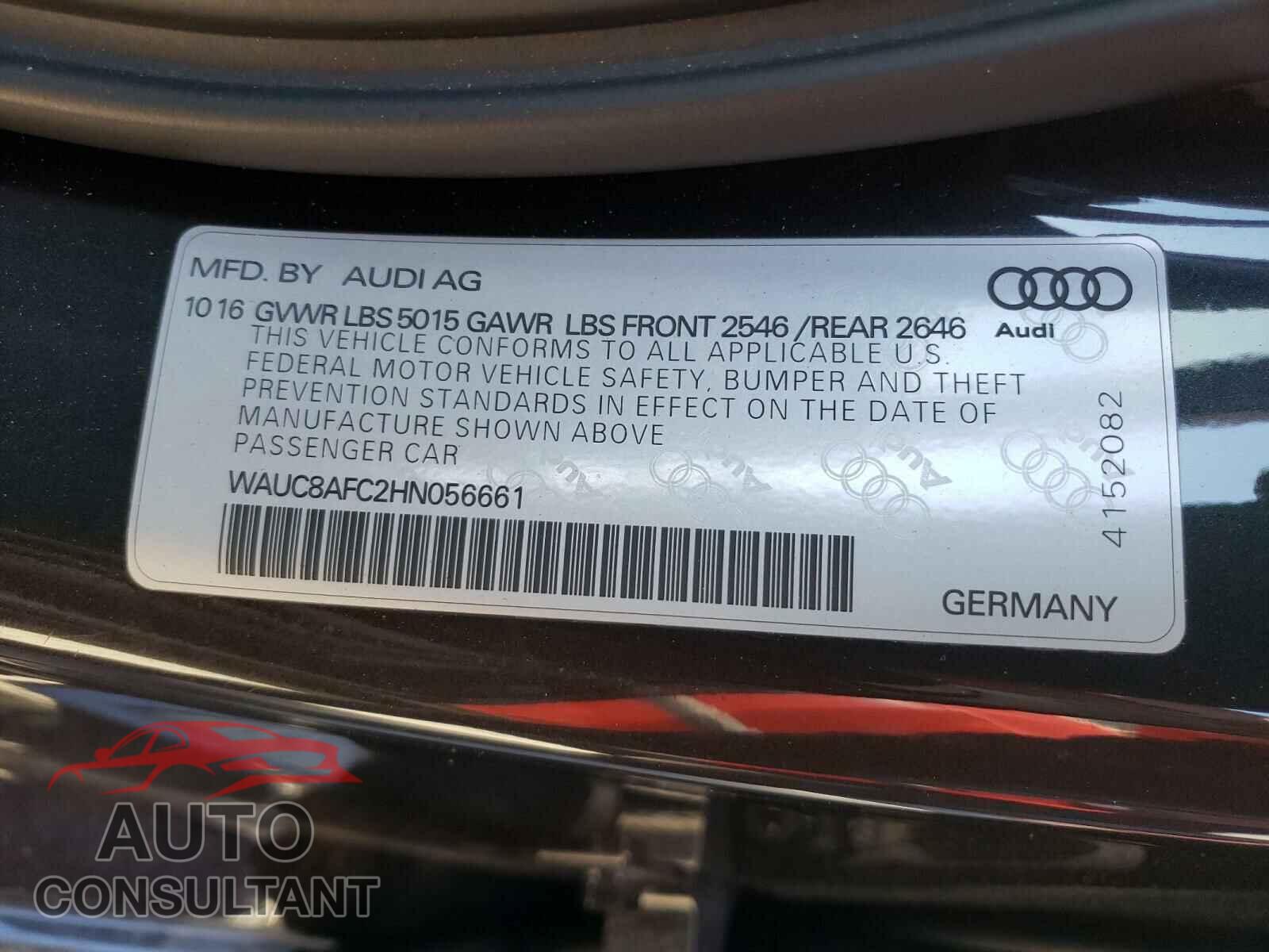 AUDI A6 2017 - WAUC8AFC2HN056661