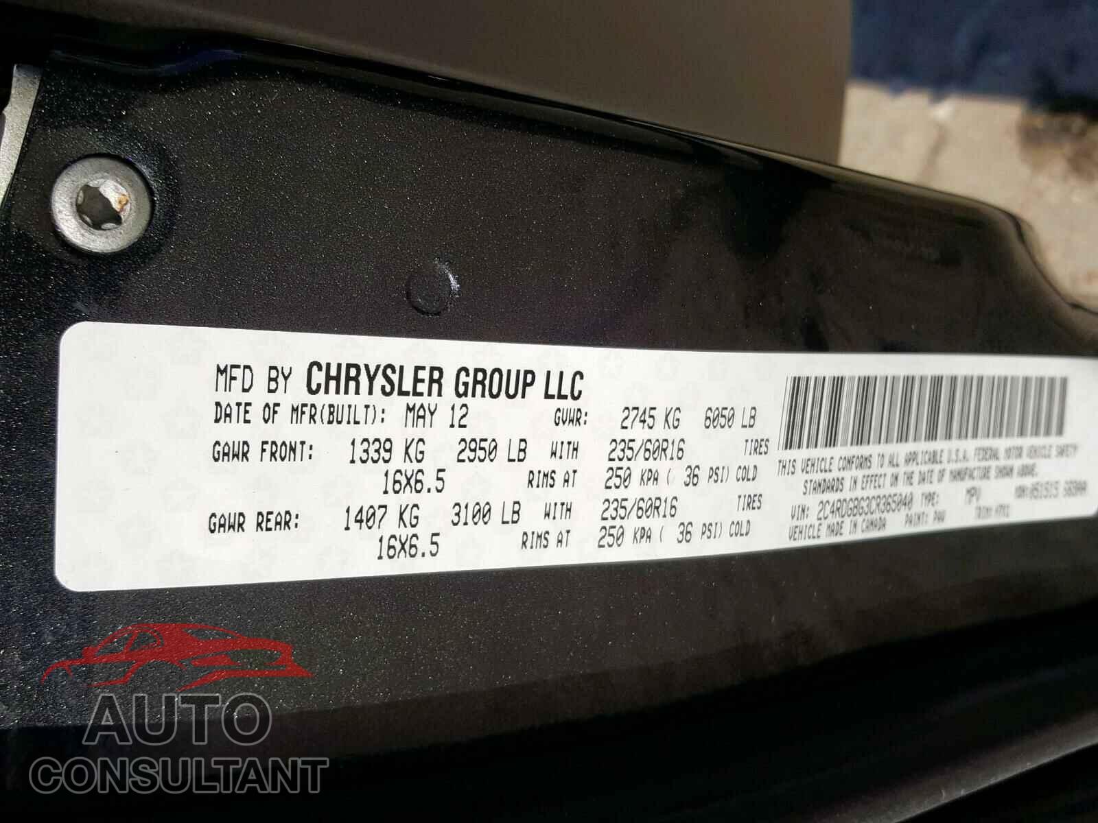 DODGE GRAND CARA 2012 - 3VW2B7AJ5HM397357