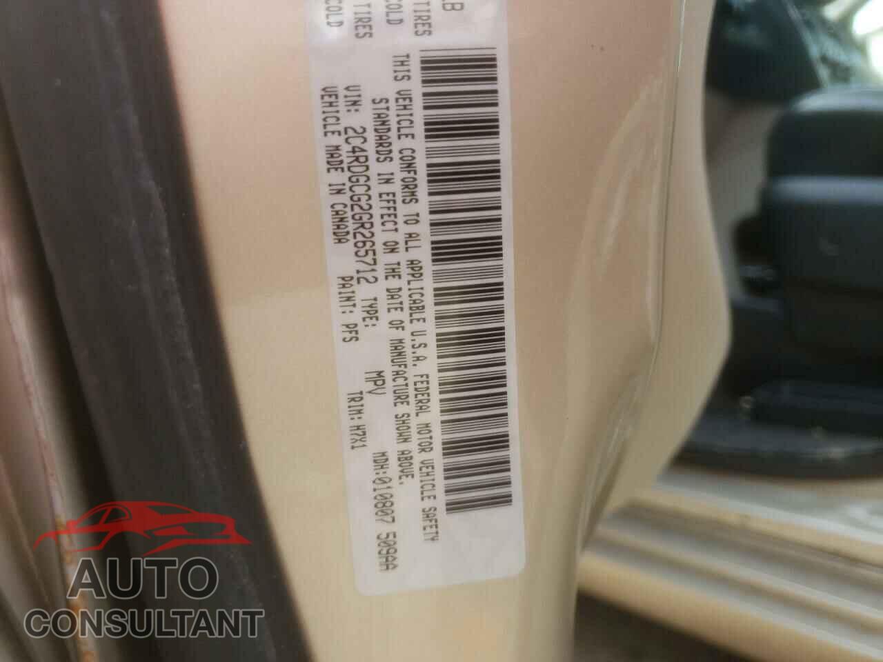 DODGE GRAND CARA 2016 - 1N4AA6CV2LC362965