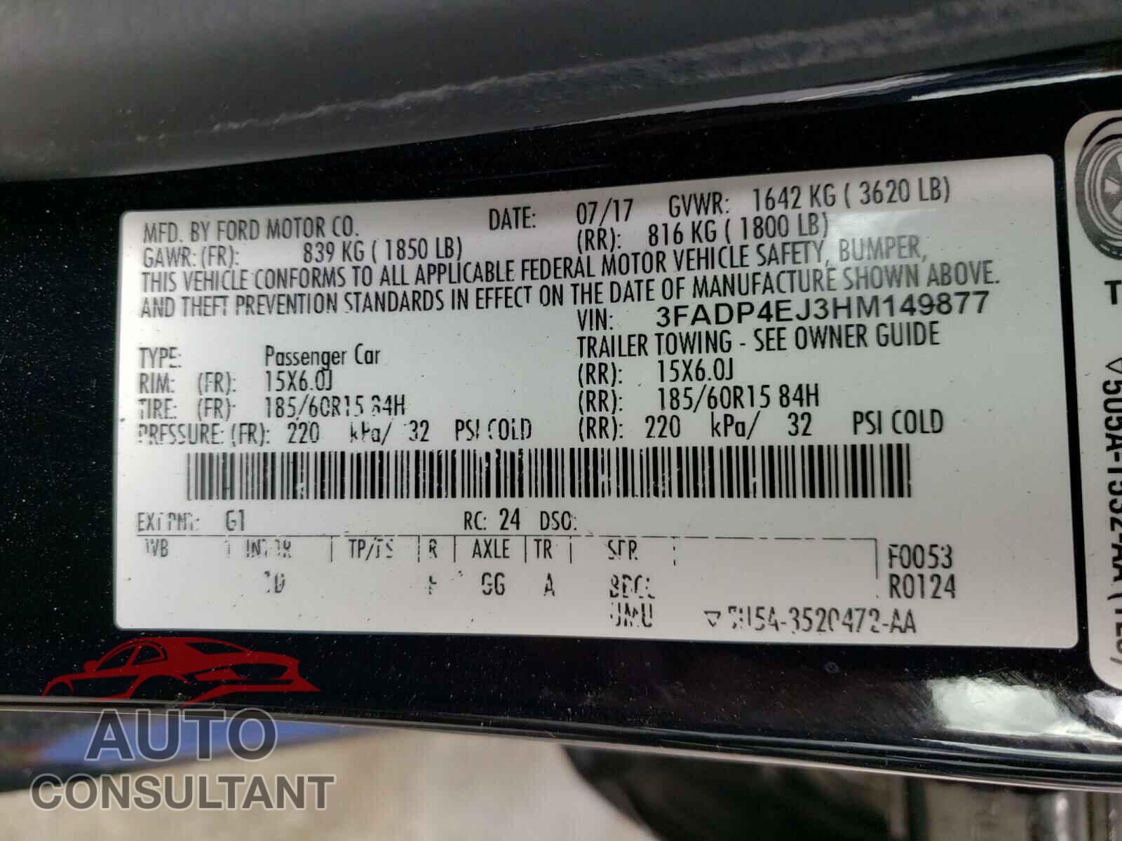 FORD FIESTA 2017 - 3FADP4EJ3HM149877