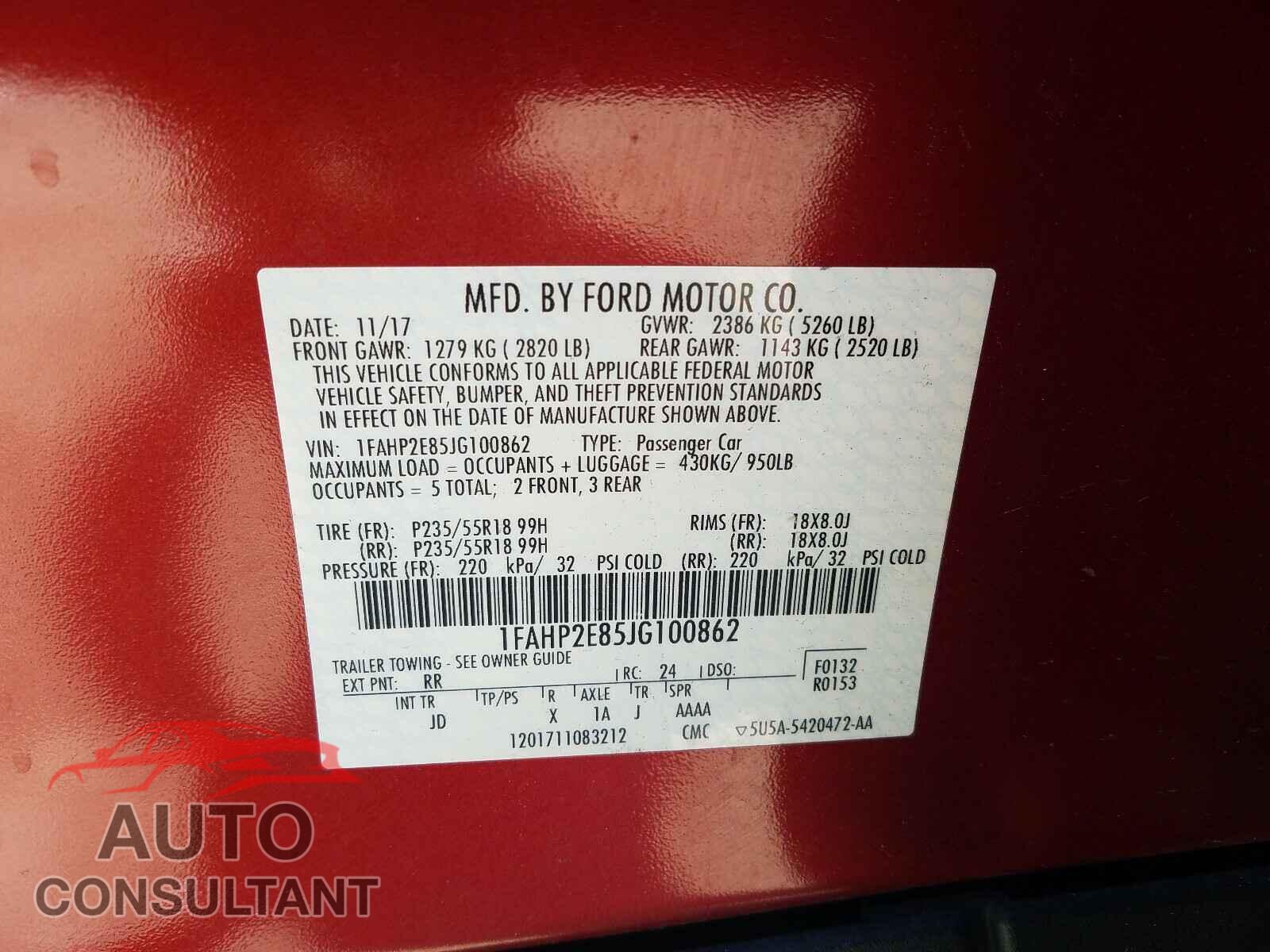 FORD TAURUS 2018 - 1FAHP2E85JG100862