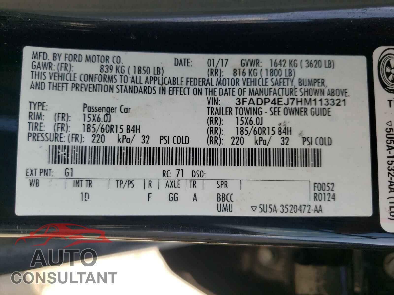 FORD FIESTA 2017 - 3FADP4EJ7HM113321