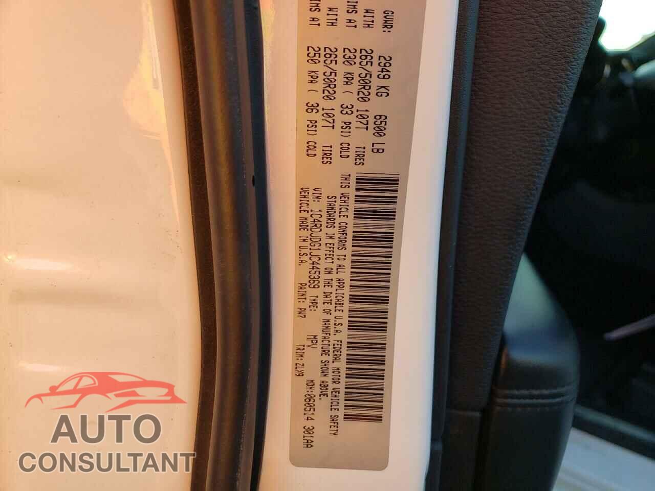 DODGE DURANGO 2018 - 1C4RDJDG1JC445369
