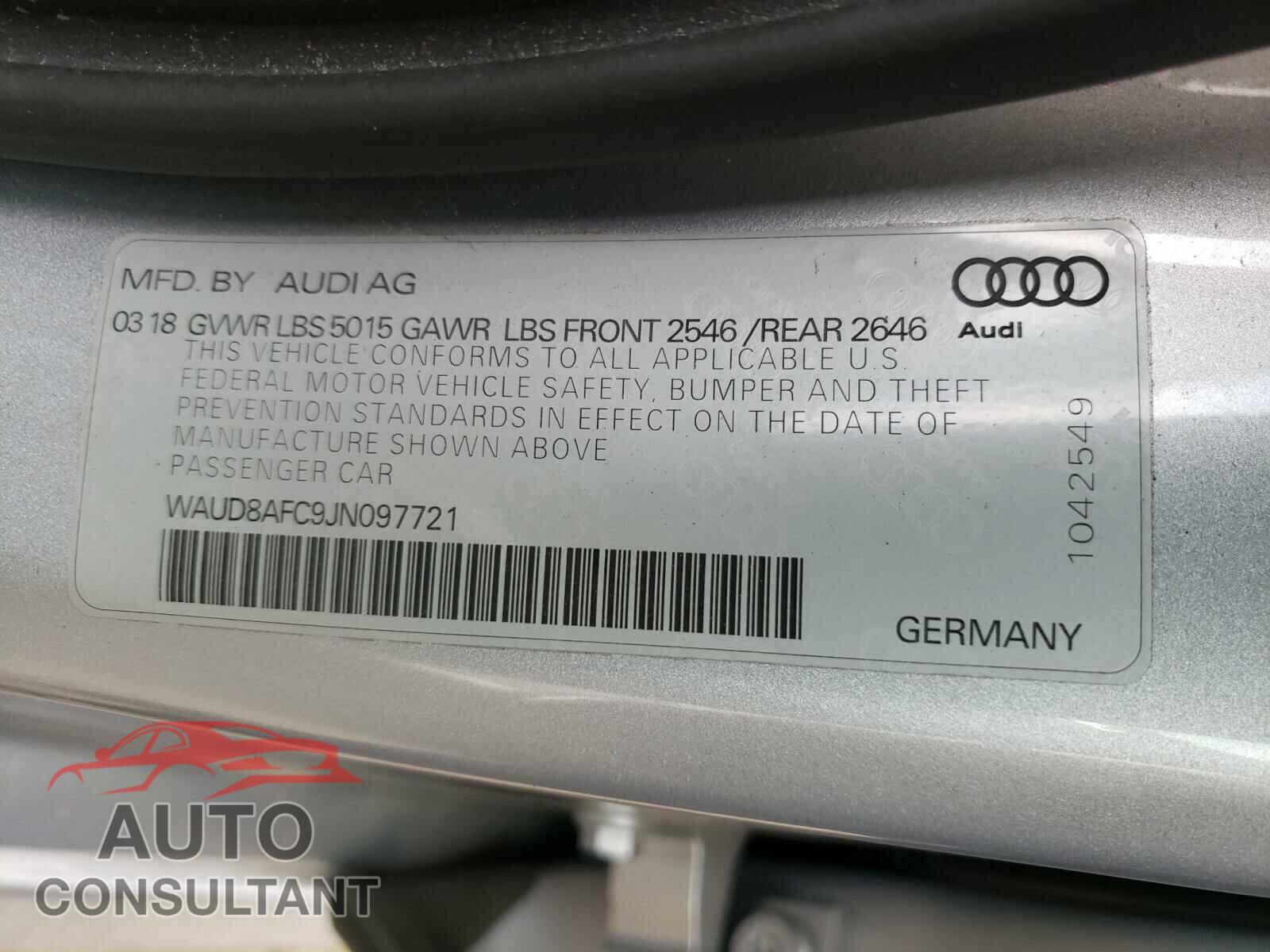 AUDI A6 2018 - WAUD8AFC9JN097721