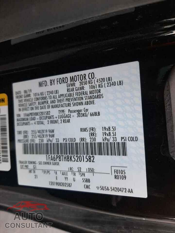 FORD MUSTANG 2019 - 1FA6P8TH8K5201582