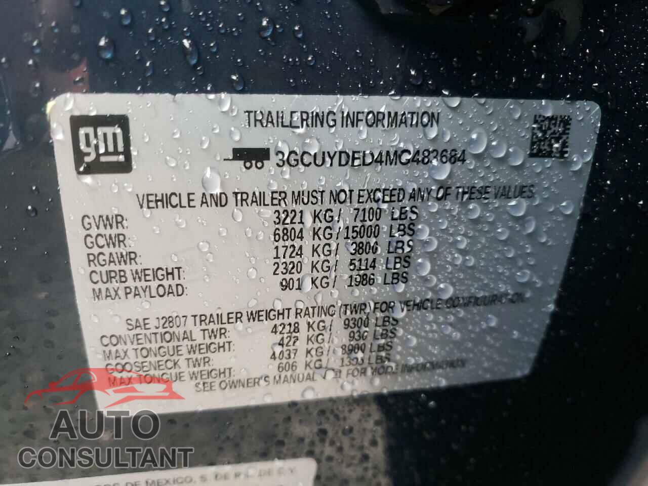 CHEVROLET SILVERADO 2021 - 3GCUYDED4MG483684