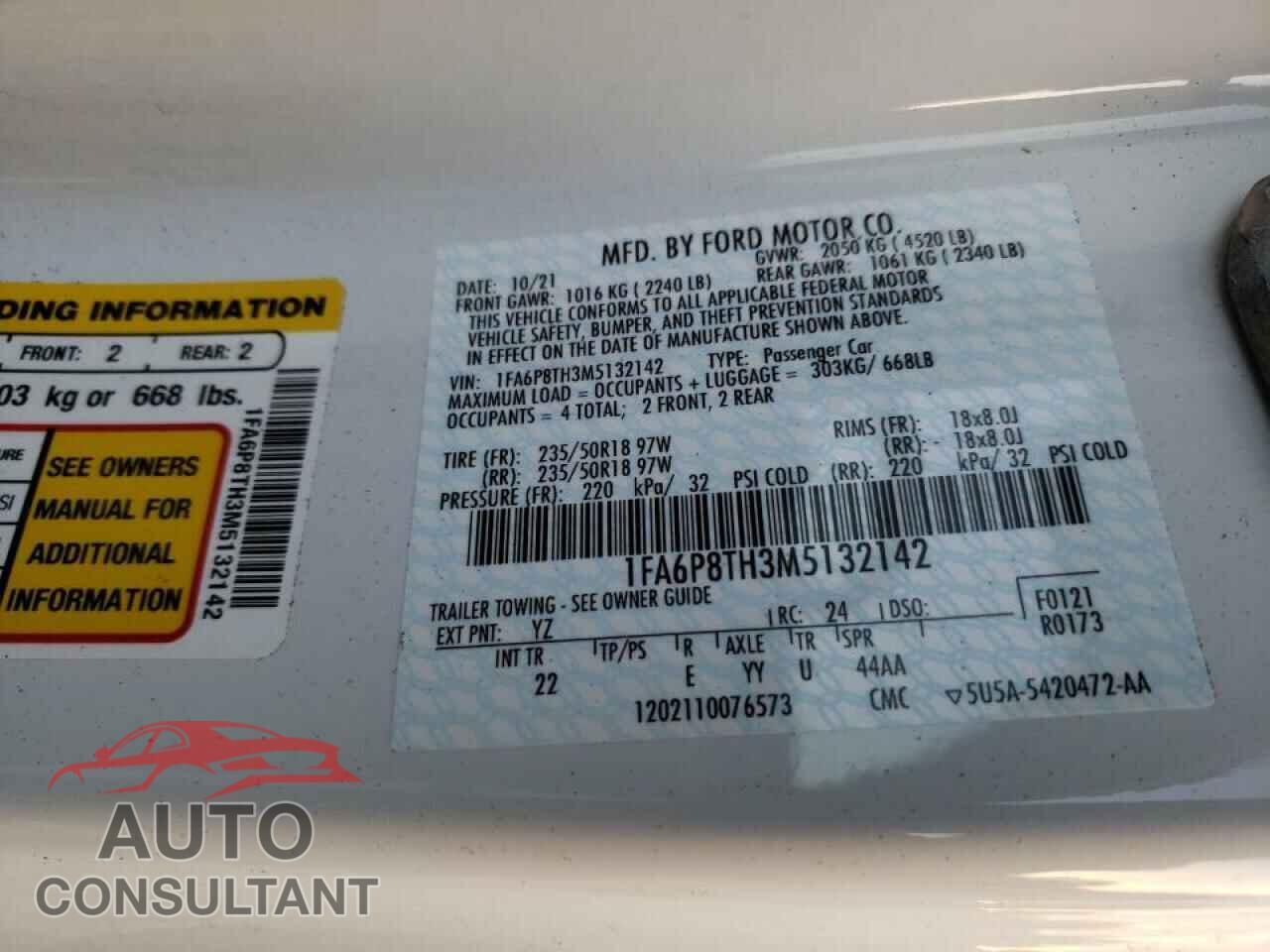 FORD MUSTANG 2021 - 1FA6P8TH3M5132142