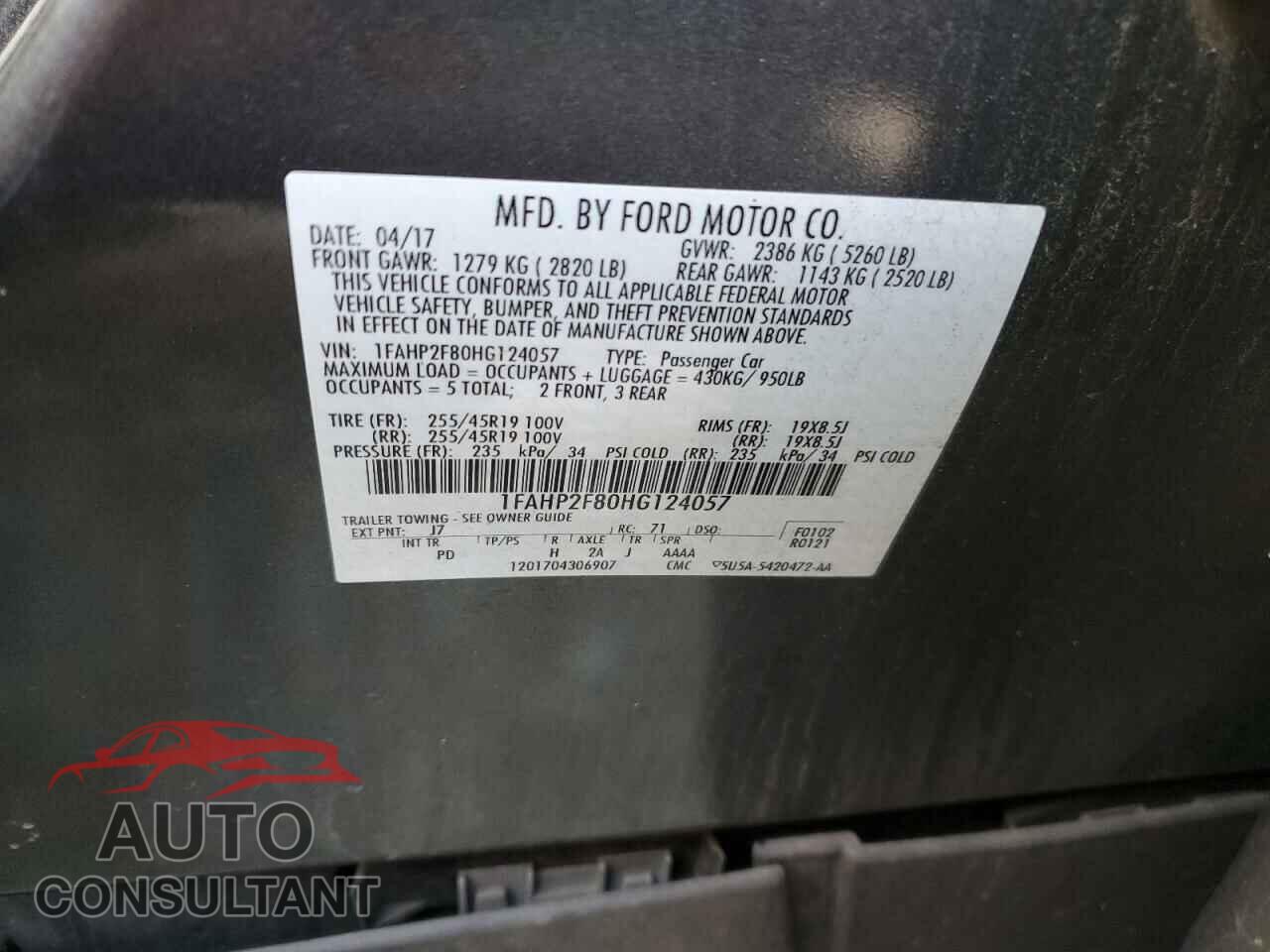 FORD TAURUS 2017 - 1FAHP2F80HG124057