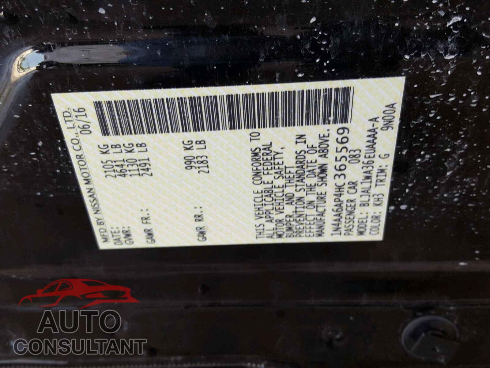 NISSAN MAXIMA 2017 - 1N4AA6AP4HC365569