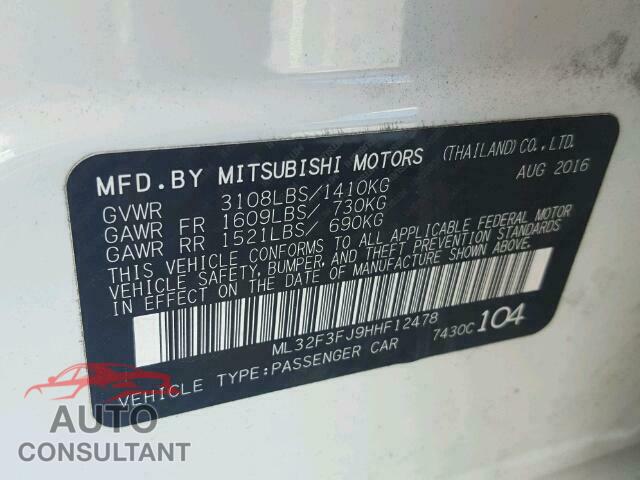 MITSUBISHI MIRAGE 2017 - ML32F3FJ9HHF12478