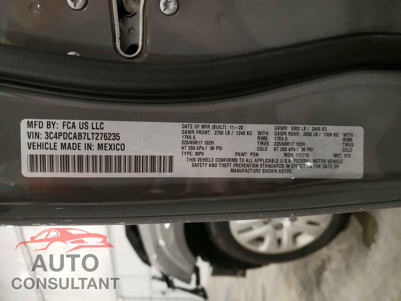 DODGE JOURNEY 2020 - 3C4PDCAB7LT276235
