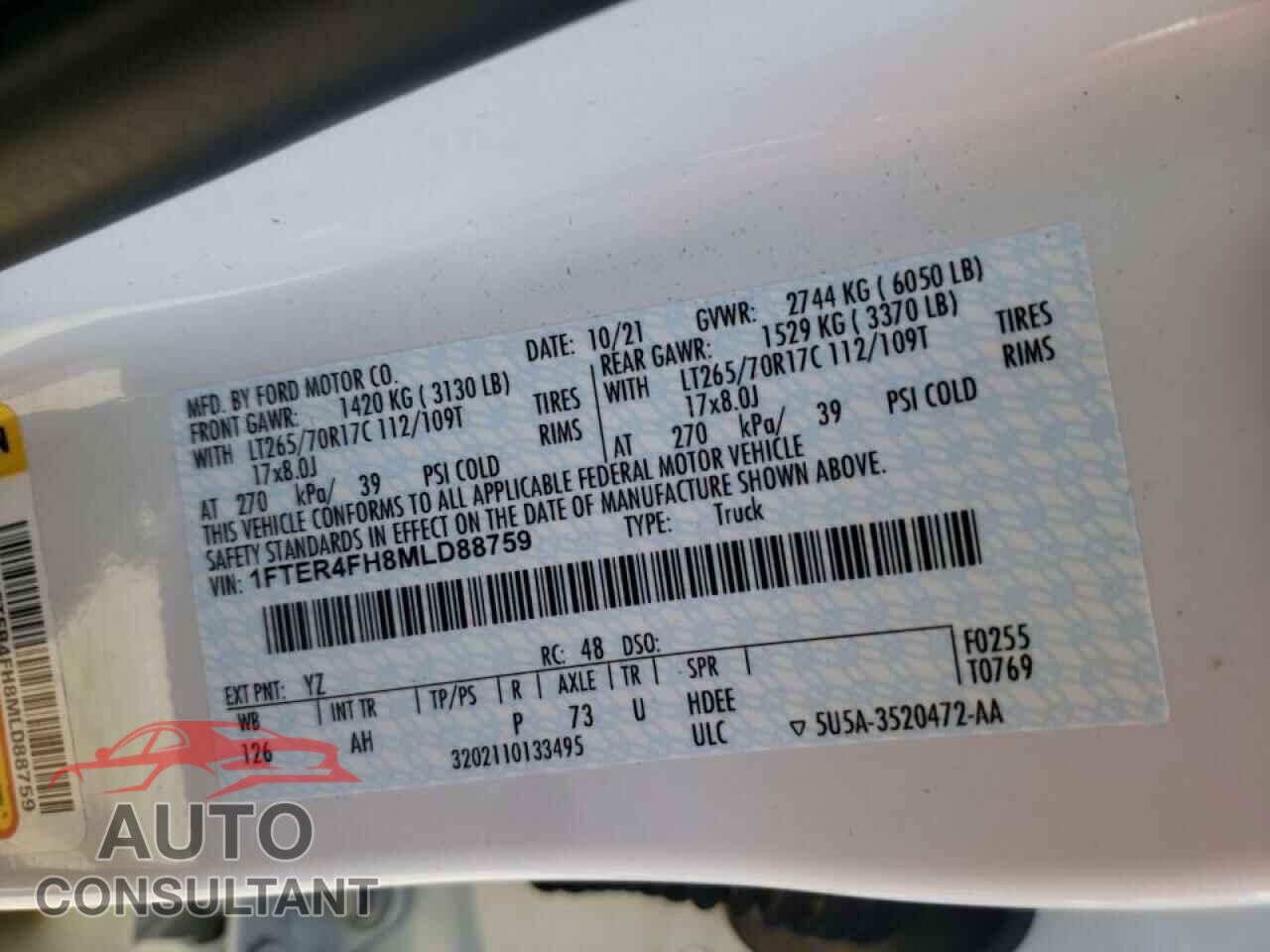 FORD RANGER 2021 - 1FTER4FH8MLD88759