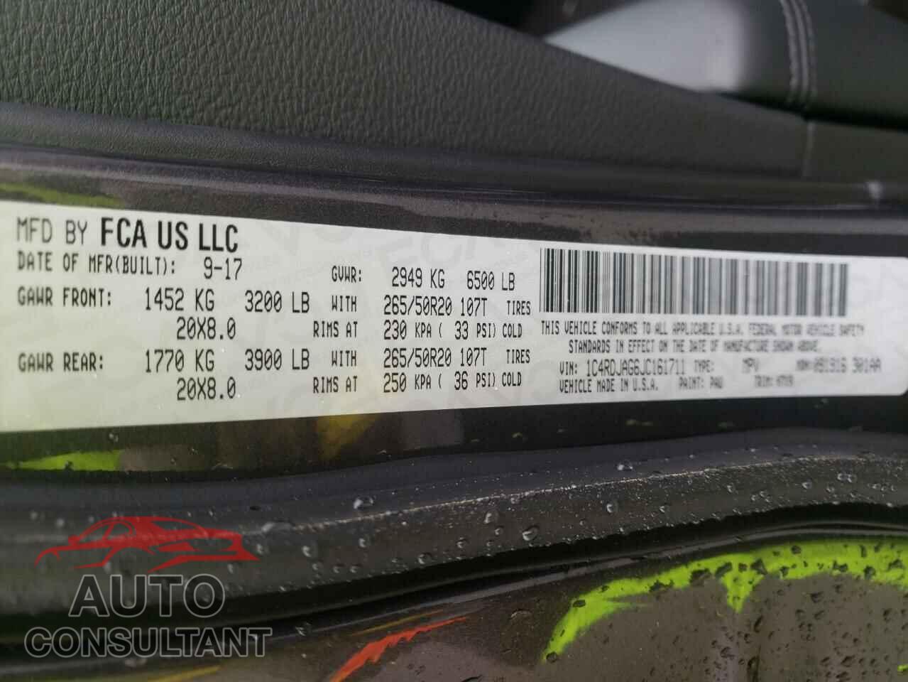 DODGE DURANGO 2018 - 1C4RDJAG6JC161711