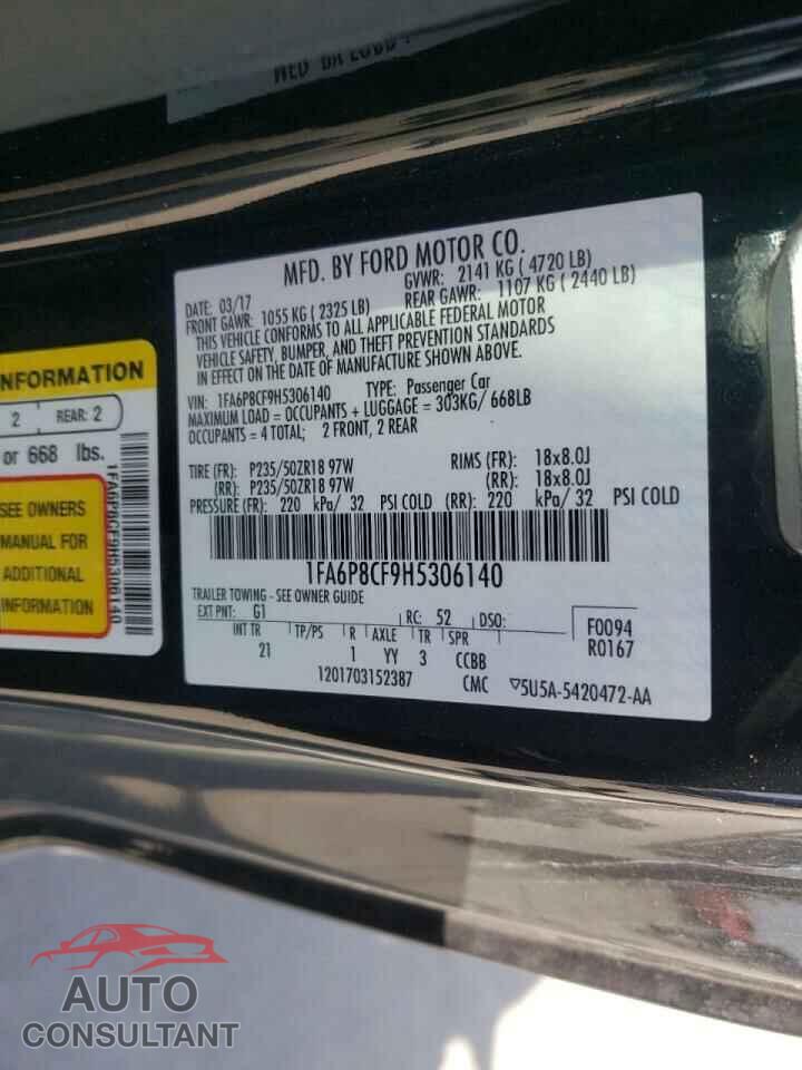 FORD MUSTANG 2017 - 1FA6P8CF9H5306140