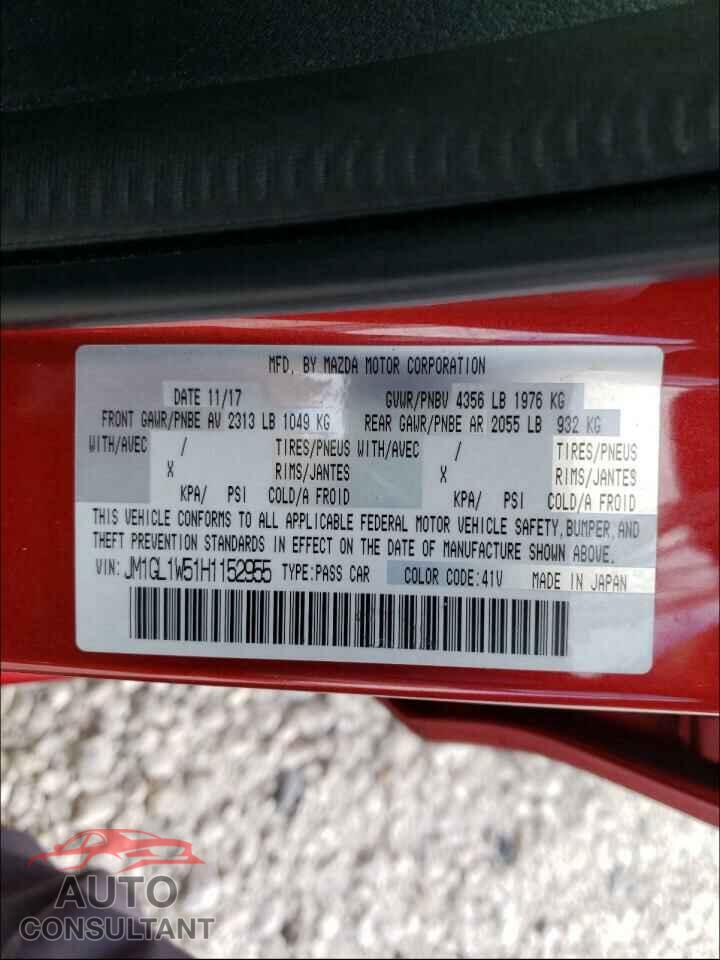 MAZDA 6 2017 - JM1GL1W51H1152955