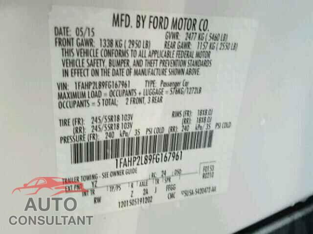 FORD TAURUS 2015 - 1FAHP2L89FG167961