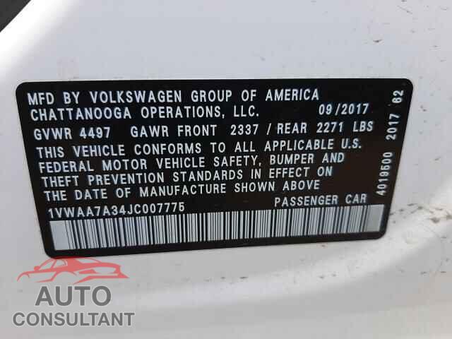 VOLKSWAGEN PASSAT 2018 - 1VWAA7A34JC007775
