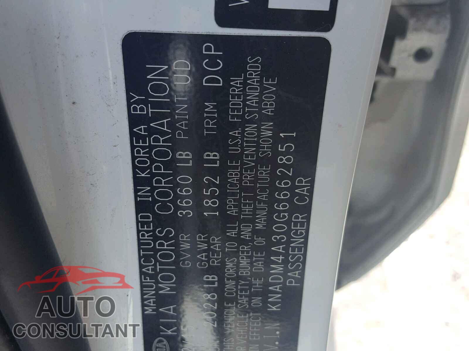 KIA RIO 2016 - KNADM4A30G6662851