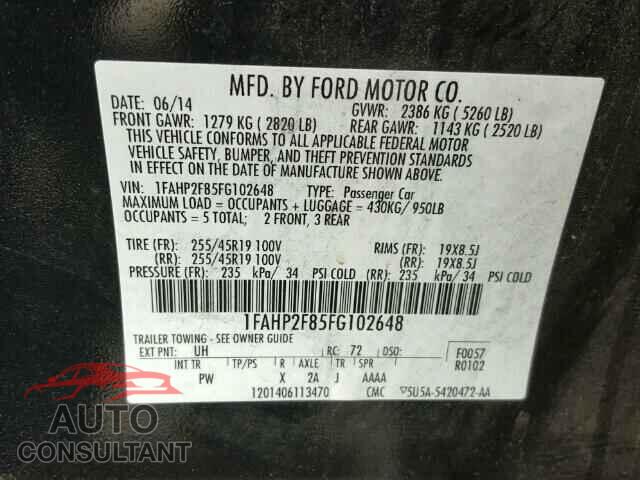 FORD TAURUS 2015 - 1FAHP2F85FG102648