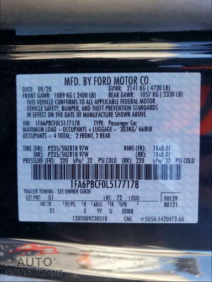 FORD MUSTANG 2020 - 1FA6P8CF0L5177178