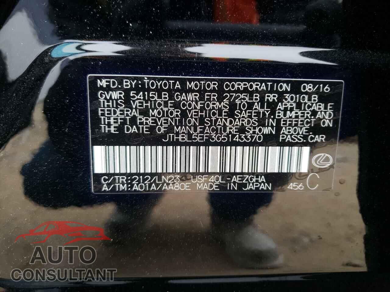 LEXUS LS460 2016 - JTHBL5EF3G5143370