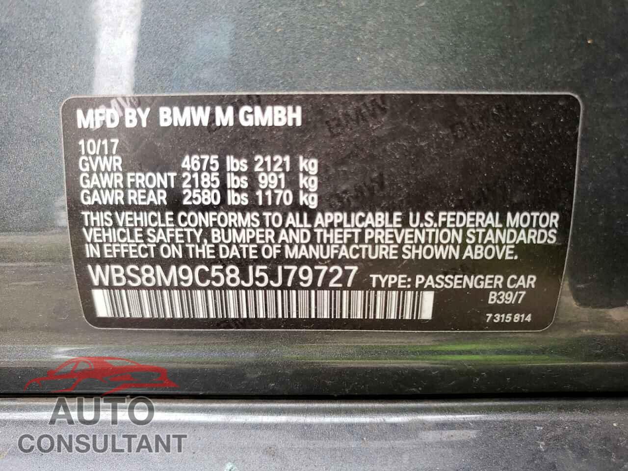 BMW M3 2018 - WBS8M9C58J5J79727