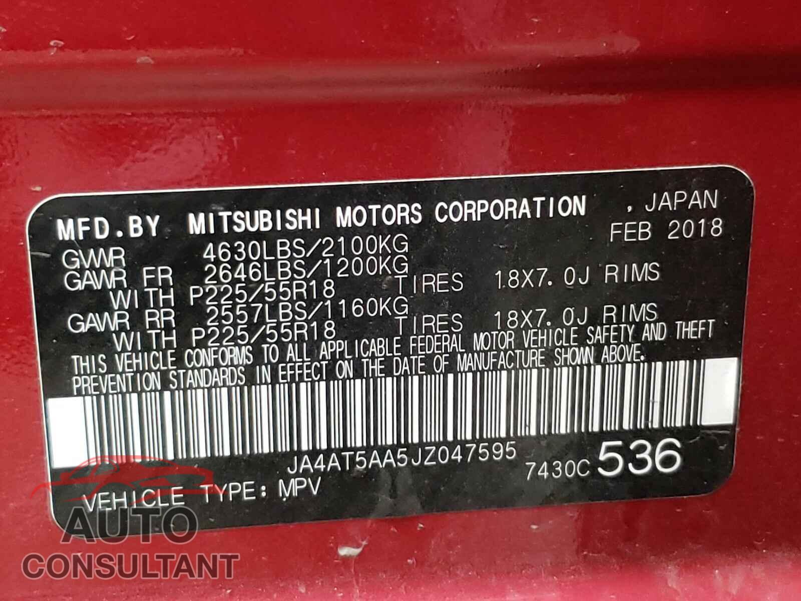 MITSUBISHI ECLIPSE 2018 - JA4AT5AA5JZ047595