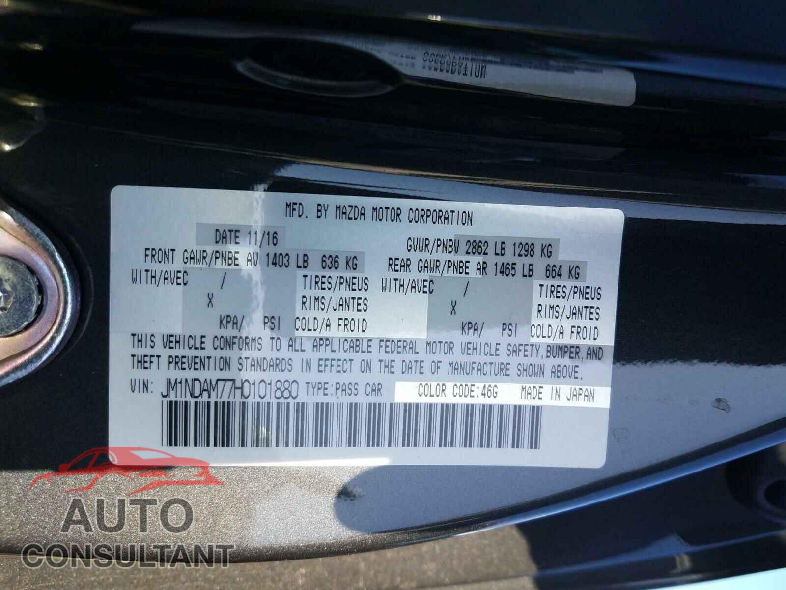 MAZDA MX5 2017 - JM1NDAM77H0101880