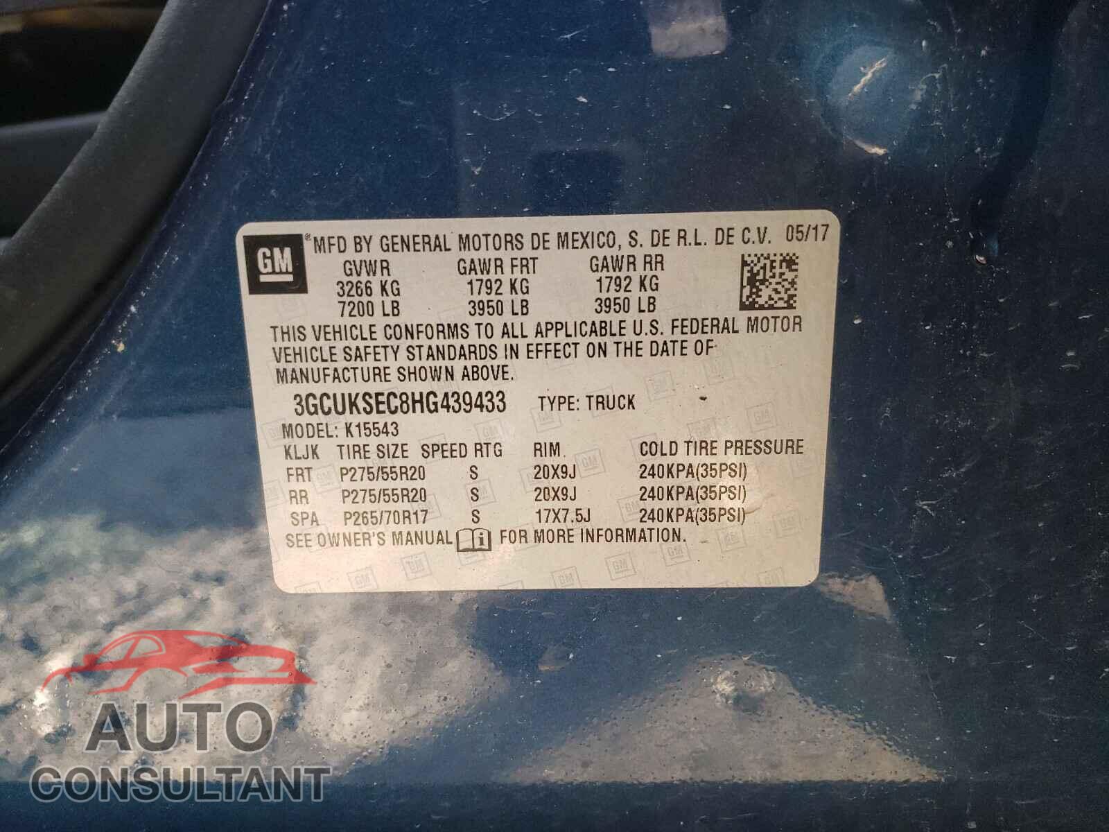 CHEVROLET SILVERADO 2017 - 3GCUKSEC8HG439433
