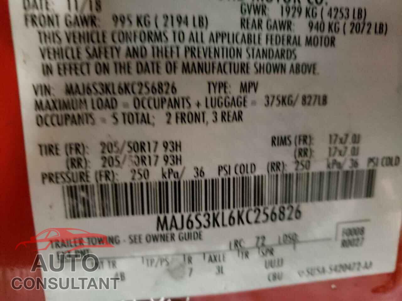 FORD ECOSPORT 2019 - MAJ6S3KL6KC256826